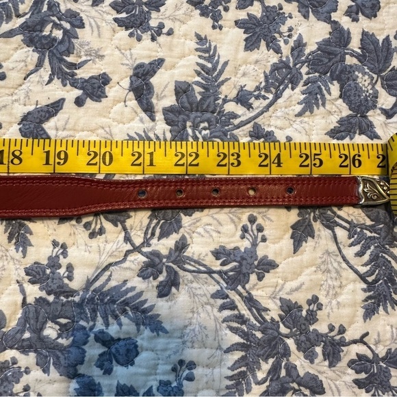 Nocona Belt Leather Red Western with Silver Hardware Size 21” - 24 1/2” - Picture 8 of 8